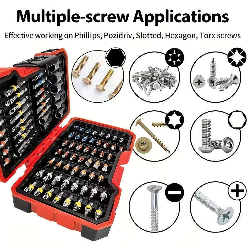 83 Rainbow Magic Box Electric Screwdriver Bit Kit - Compatible with Hexagonal, Cross, and Manual Drills - Durable Hard Alloy Material, Suitable for Precise Operations in Narrow Spaces