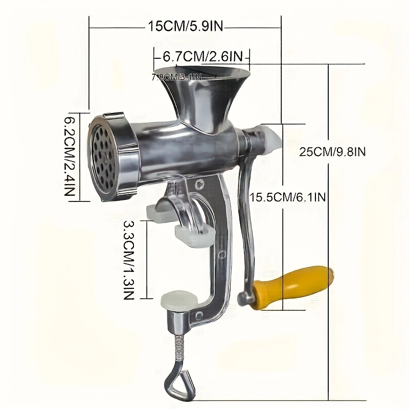 Manual Meat Grinder,304 Stainless Steel Hand Meat Grinder for Home Use, Food Grinder Manual Mincer Hand Crank with Sausage Funnels, Hand Operated Kitchen Tool for Pork, Chili, and Sausage, Silver