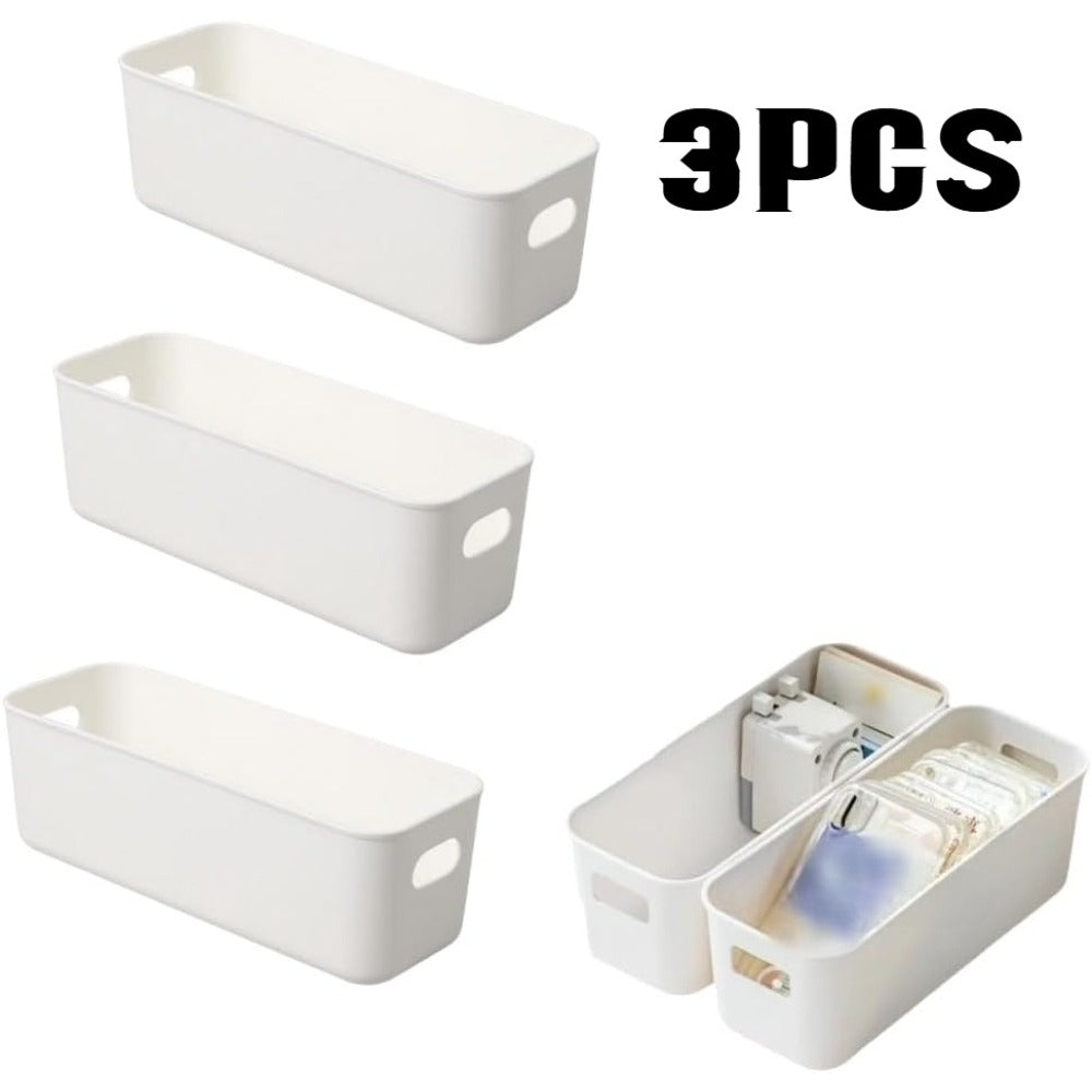 Storage Basket 10PCS Plastic Organizer Bins With Handles, 8.9"×3.7"×2.8" Stackable Storage Boxes For Kitchen, Fridge, Bathroom, Cabinet, Closet & Home Organization
