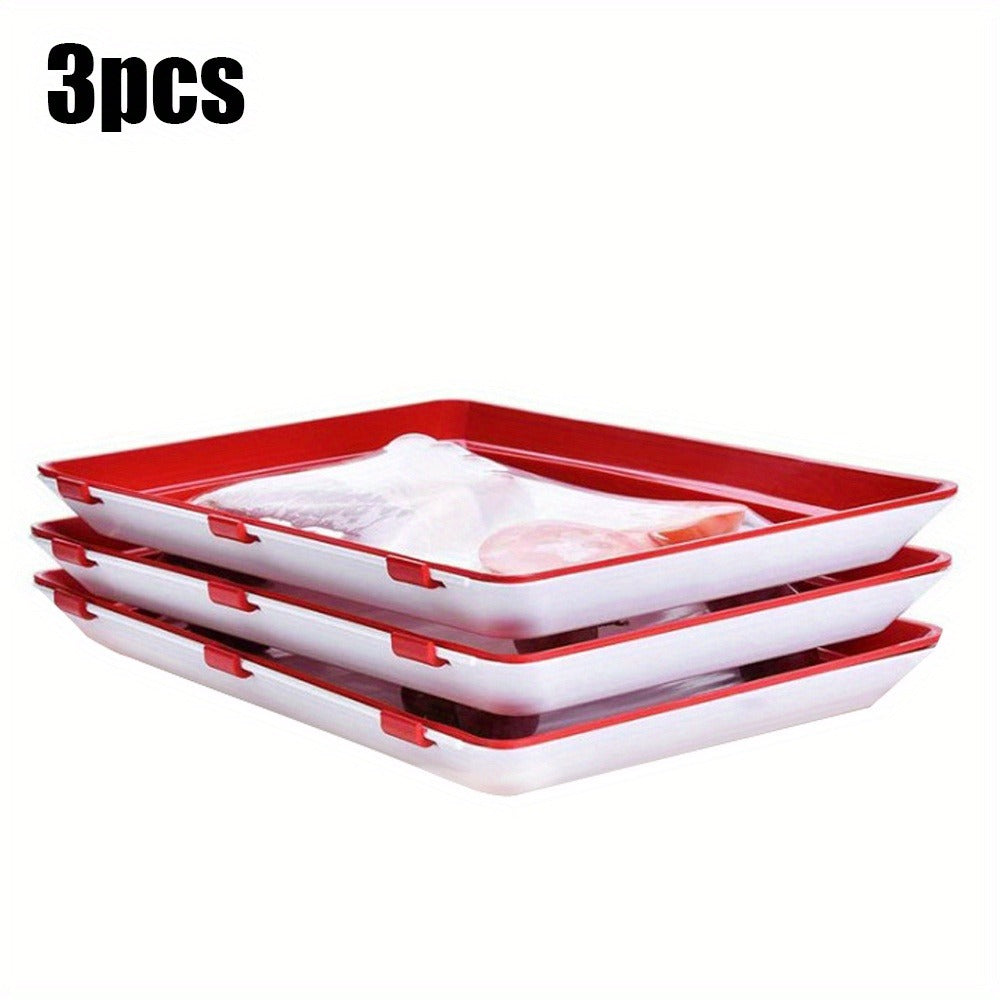 Food Plastic Preservation Tray, Stackable Food Tray Reusable Creative fresh tray storage for Food Preservation