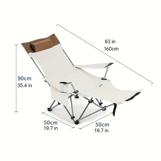 Reclining Beach Chairs, Upgraded Heavy Duty Portable Folding Lounge Camping Chair for Outdoor Patio, Beach, Lawn, Camping, or Pool Tanning Chair