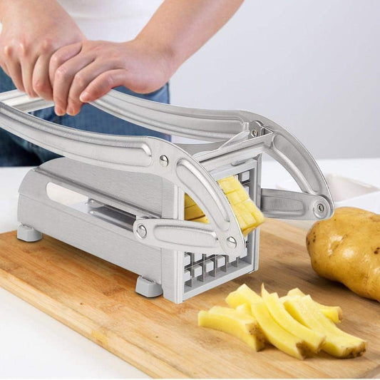 French Fry Cutter for Potatoes, Professional Grade | Durable stainless steel, easy lever operation, fast cutting. Ideal for family meals, parties and batch food prep