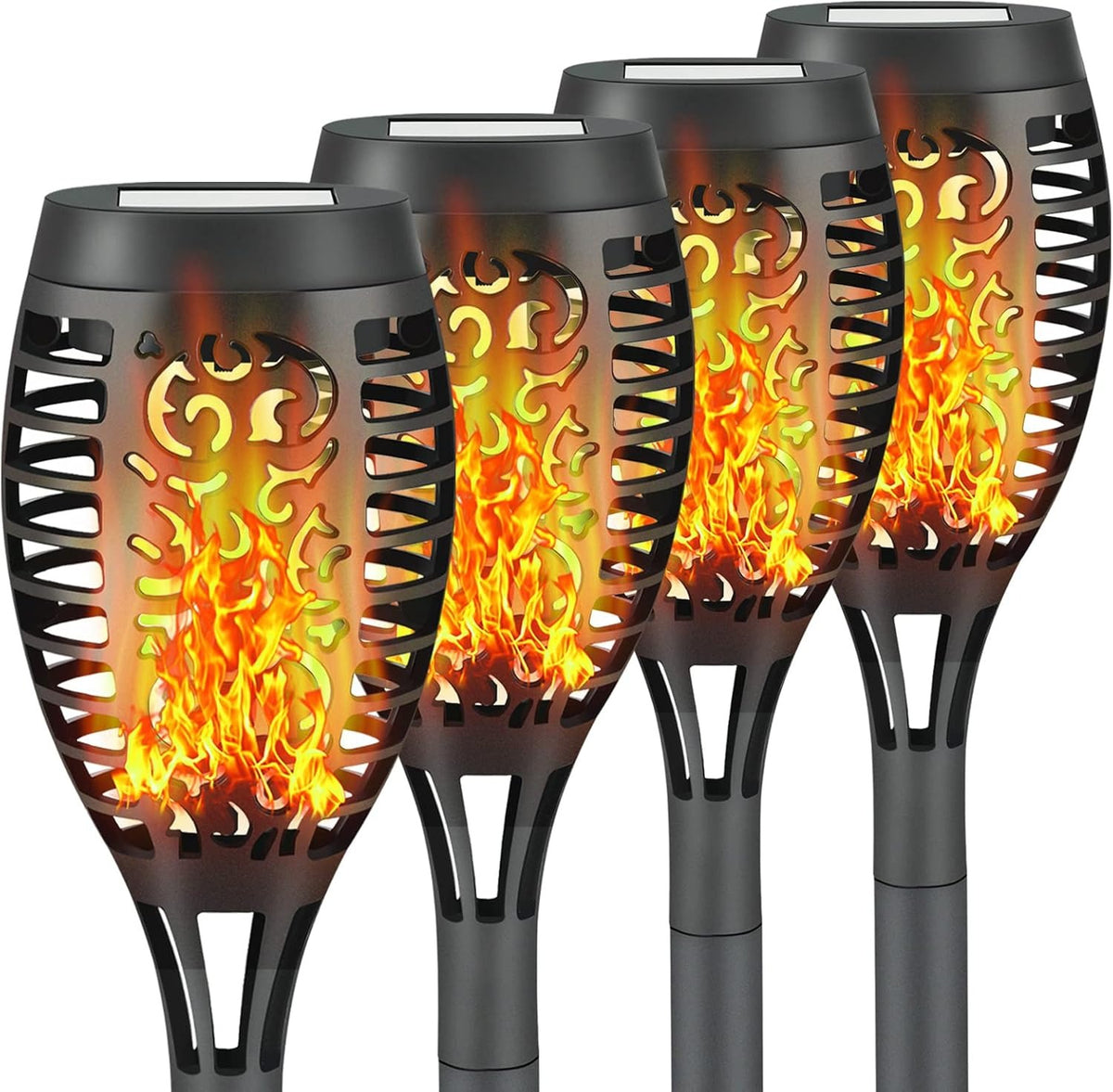 Solar Torch Light with Flickering Flame for Halloween Decorations | Solar Lights Outdoor for Halloween Decor, Waterproof Solar Garden Lights, Flame Torches for Outside Garden Patio Pathway Yard