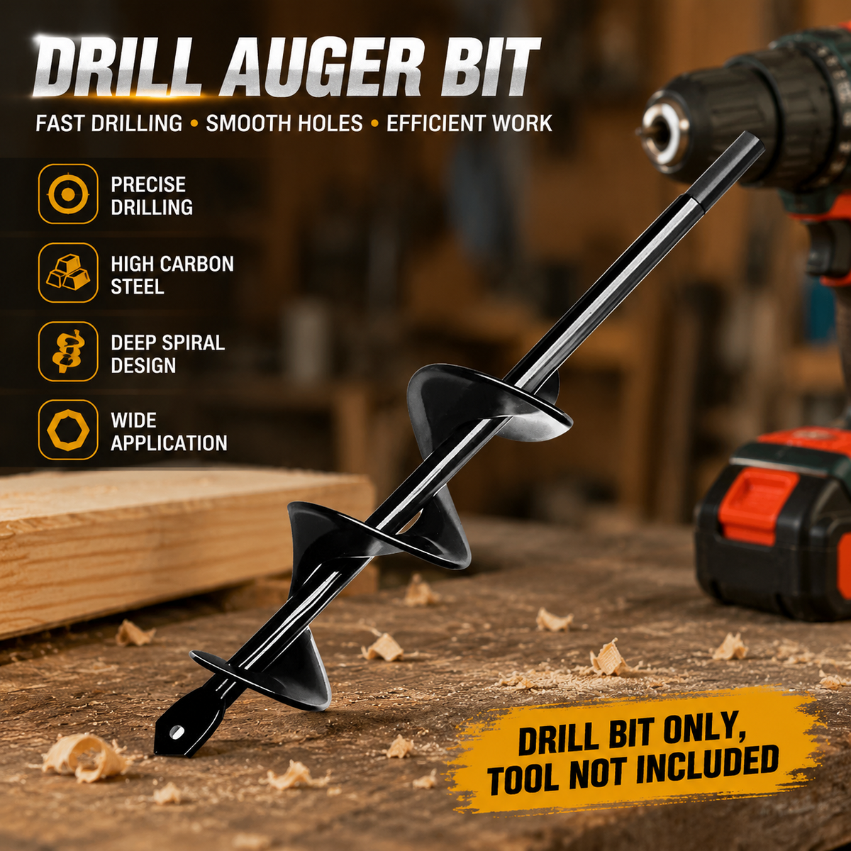 Garden Auger Drill Bit 1.6x9 Inch, 3/8" Hex Drive Bulb Planter for Planting | Rapid Bedding Plant Auger for Tulips Flowers Seedlings, Heavy Duty Spiral Hole Digger for Garden Planting & Soil Loosening
