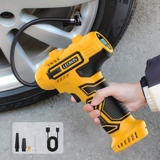 Portable Tire Inflator Air Compressor with Auto Shut-Off, Handheld 150 PSI Cordless Car Tire Pump, Digital Pressure Gauge/LED Light, Suitable for Cars, Motorcycles, Bicycles, Sports Balls, Rechargeable with Easy-to-Use Design - Essential Automotive A