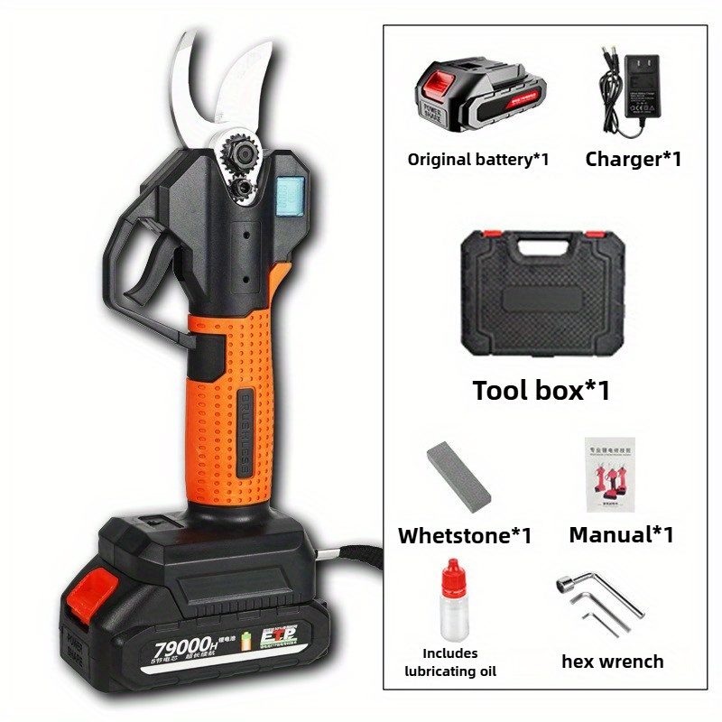 Electric Pruning Shears,1.1" Cutting Diameter Cordless Power Pruner with LCD Display, Brushless Motor Pruning Shears with 2000mAh*1 Rechargeable Batteries for Garden Tree Pruner Branch