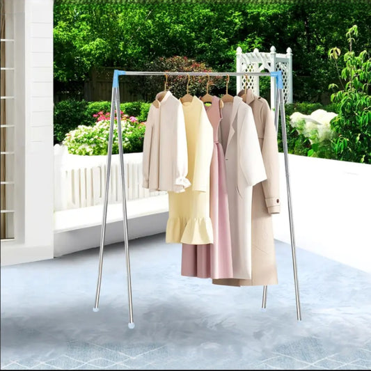 1pcs Multifunctional Portable Retractable Clothes Hanger, 34-78cm Adjustable Crossbar, 35-140cm Height Adjustable Folding Metal Clothesline Rack for Home, Laundry, Camping & Travel, Random Color
