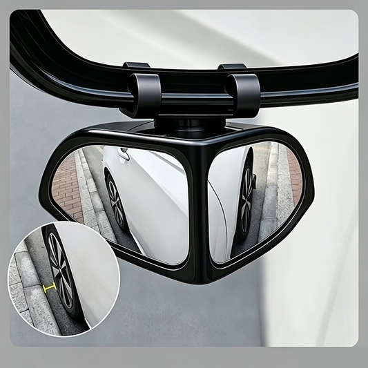 2 PCS Car Blind Spot Mirrors, Dual-sided Wide Angle Rearview Auxiliary with 360 Degree Adjustment, ABS Anti-collision Housing and HD Glass Design, Snap-on and Adhesive Mounting Mirror (Black)