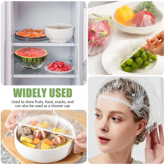 500 Pcs Plastic Wrap Food Dish Bowl Covers, Elastic Thickened Shower Caps for Sourdough Bread Proofing Stretch for Keeping Food Fresh And Dust Away
