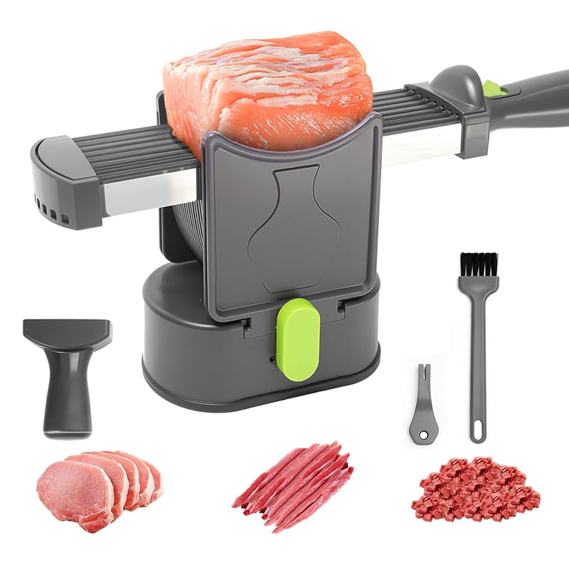 Multifunctional Fresh Meat Cutter Chopper Kitchen Home Slicer Julienne Dicer Mincer Easy to Clean Vegetable Fruit Cutting Tool (with Storage Container & Safety Lid)