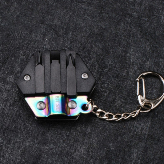 Hexagonal Shape Multi Tool Keychain, Portable Pocket Multitool with Folding Cutter, Screwdriver Set, Bottle Opener, and More for Outdoor Hiking, Camping