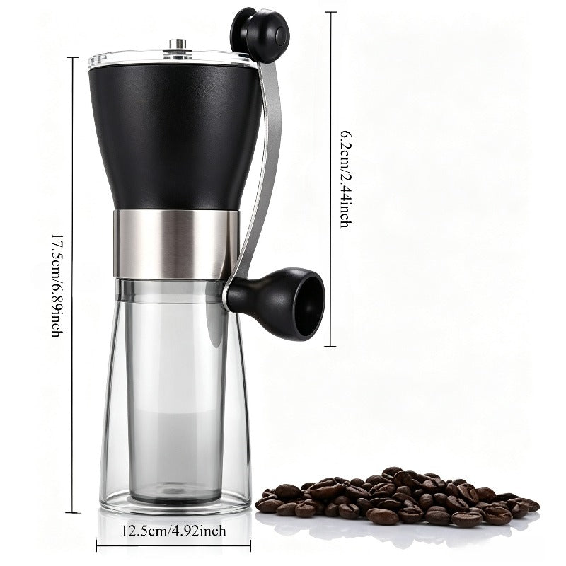 Manual Coffee Grinder Glass Portable Outdoor Coffee Machine Ceramic Grinding Core Pepper Grain Mill Coffeeware for Kitchen (1PCS)