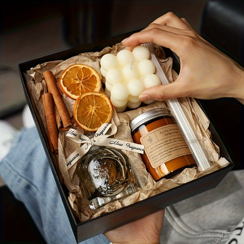 Aromatic Candle Gift Set | Creative Glass Cup Indoor Scented Candles | Atmosphere Enhancing Fragrance Gifts - Perfect Christmas Gift