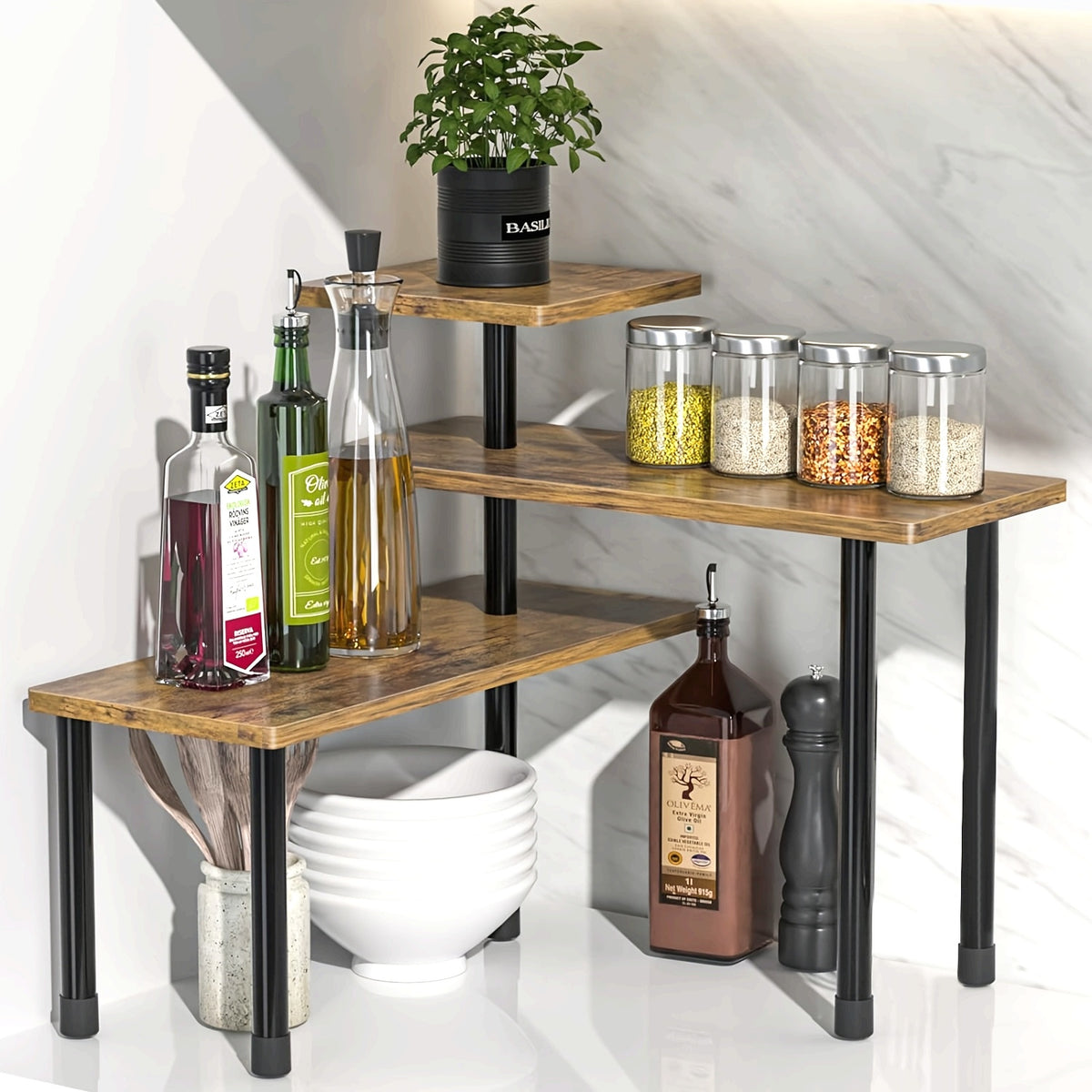 1 Corner Multi layer Storage Rack - Space saving Iron Sorting Rack, Suitable for Kitchen, Bathroom, Dressing Table, and Coffee Area - Can Store Spices, Tableware, Cosmetics - Ideal Gift, Kitchen Storage Rack, Multi functional Rack
