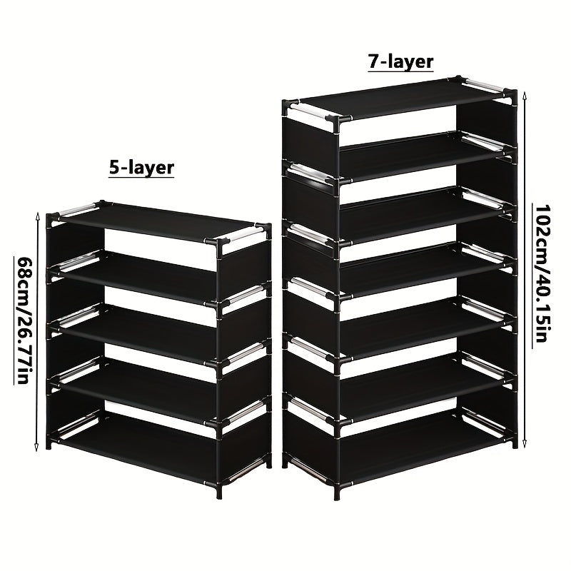 5-tier/7-tier large shoe rack; stackable and expandable; multi-tier shoe rack; can hold various types of shoes; suitable for various room types.