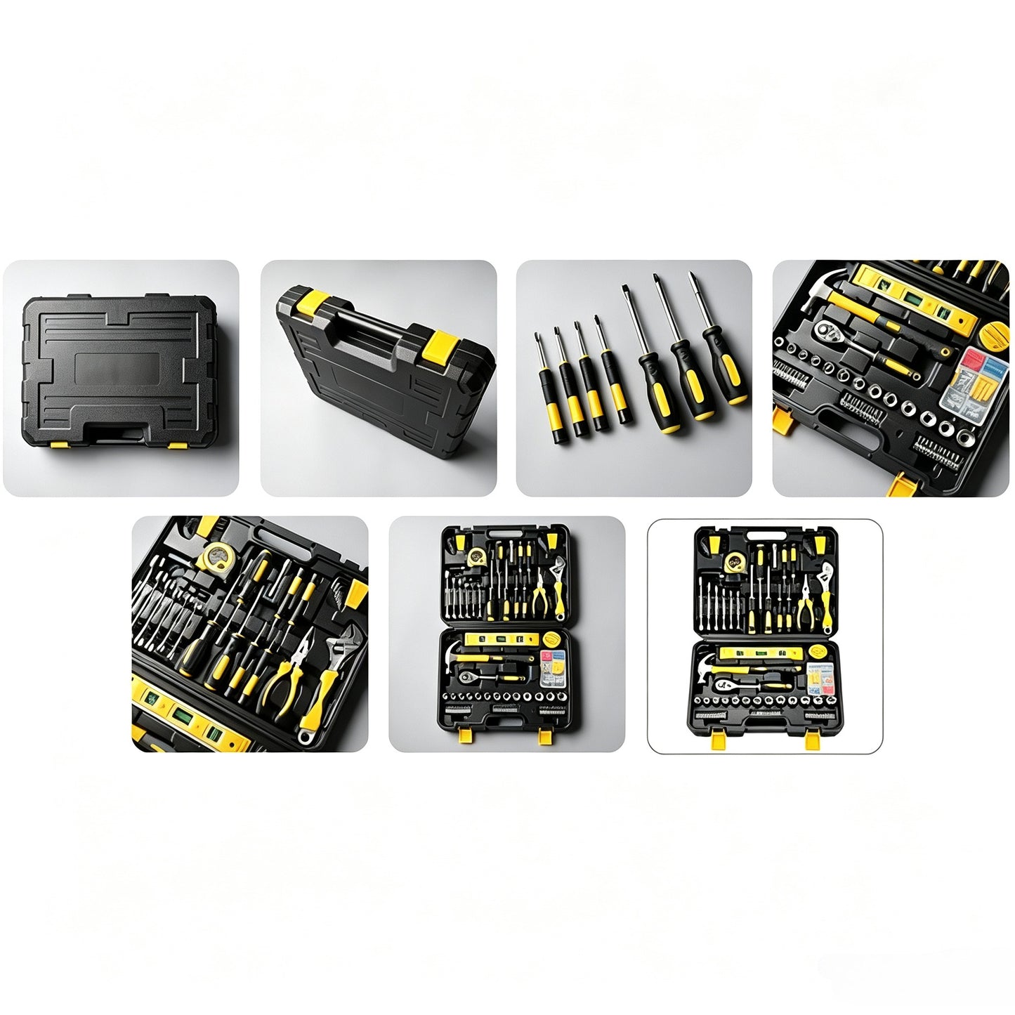 108 Piece Tool Set General Household Hand Tool Kit with Plastic Toolbox Storage Case Socket and Socket Wrench Sets(108-socket Set)