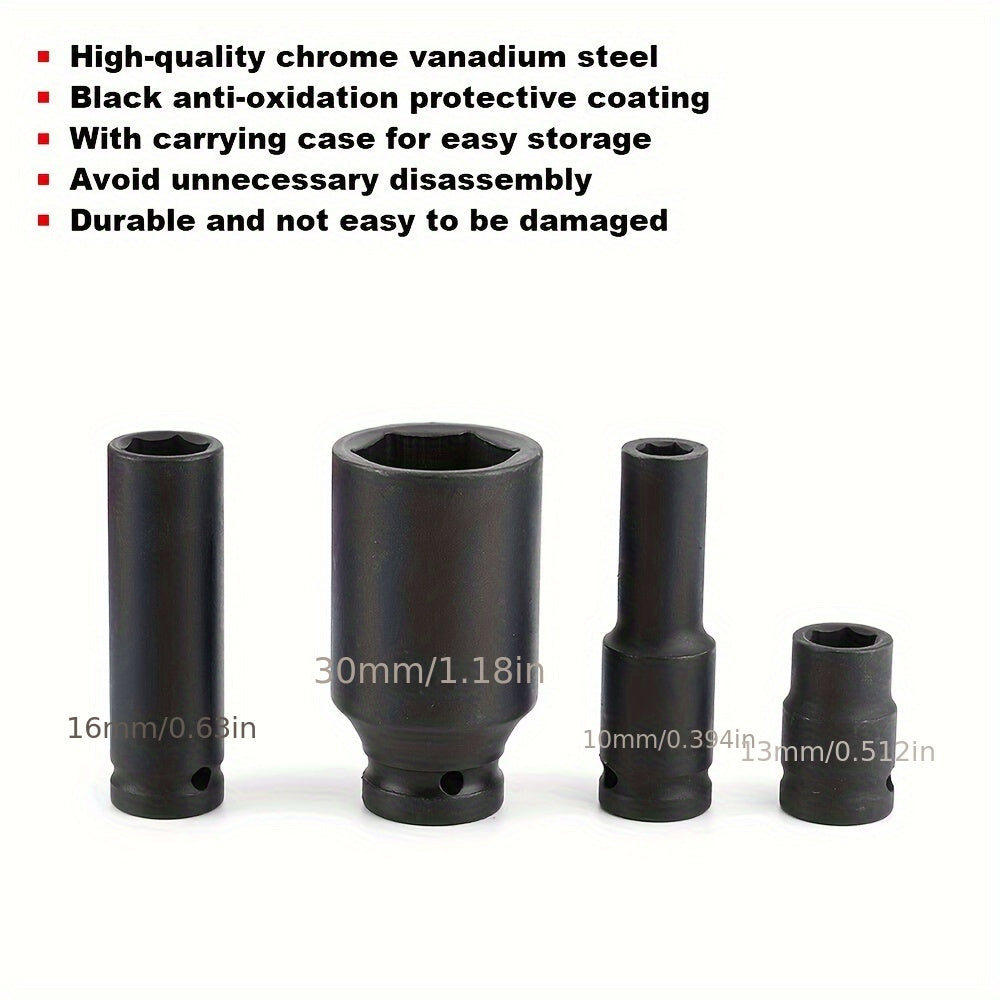 35-Piece 1/2 Inch Drive Deep Impact Socket Set (Metric) 8-32mm - Professional Garage Repair Workshop Tools