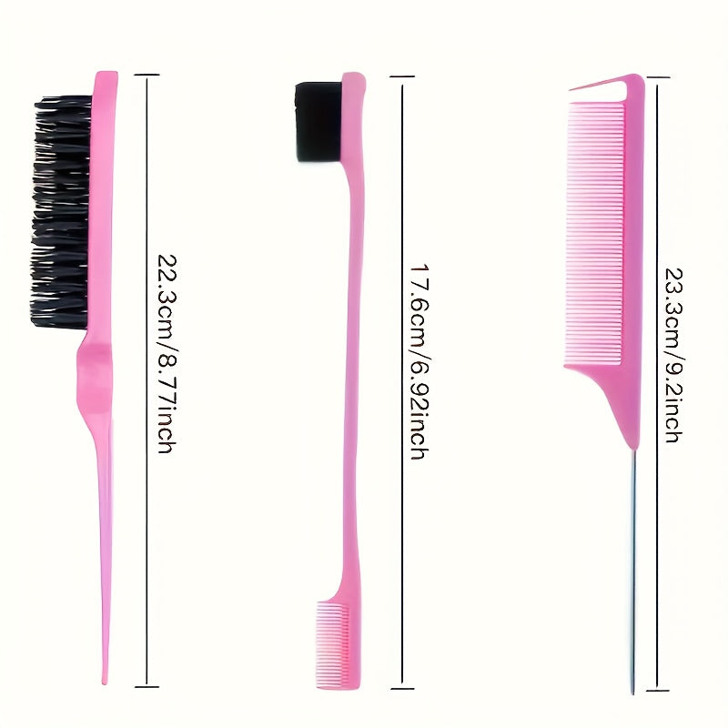 "11-Piece Professional Hair Styling Set - Durable PET Spray Bottle, Vent Brush, Shampoo Brush, Rat Tail Comb, Wide Tooth Comb, Edge Brush, Brow Brush, Crocodile Clips - Essential Hairdressing Tool Kit "