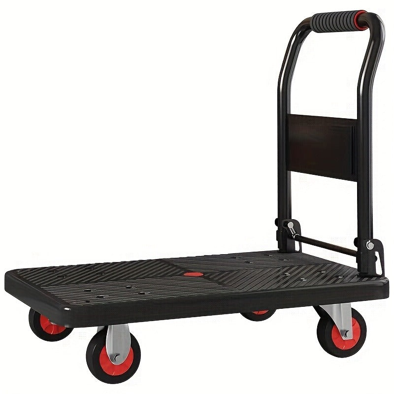 Heavy Duty Foldable Push Cart Dolly. Capacity | Upgraded Collapsible Hand Truck Folding Platform with Swivel Wheels | Flat Bed Moving Wagon | Space Saving Push Handle(35'' L x 22.5'' W)