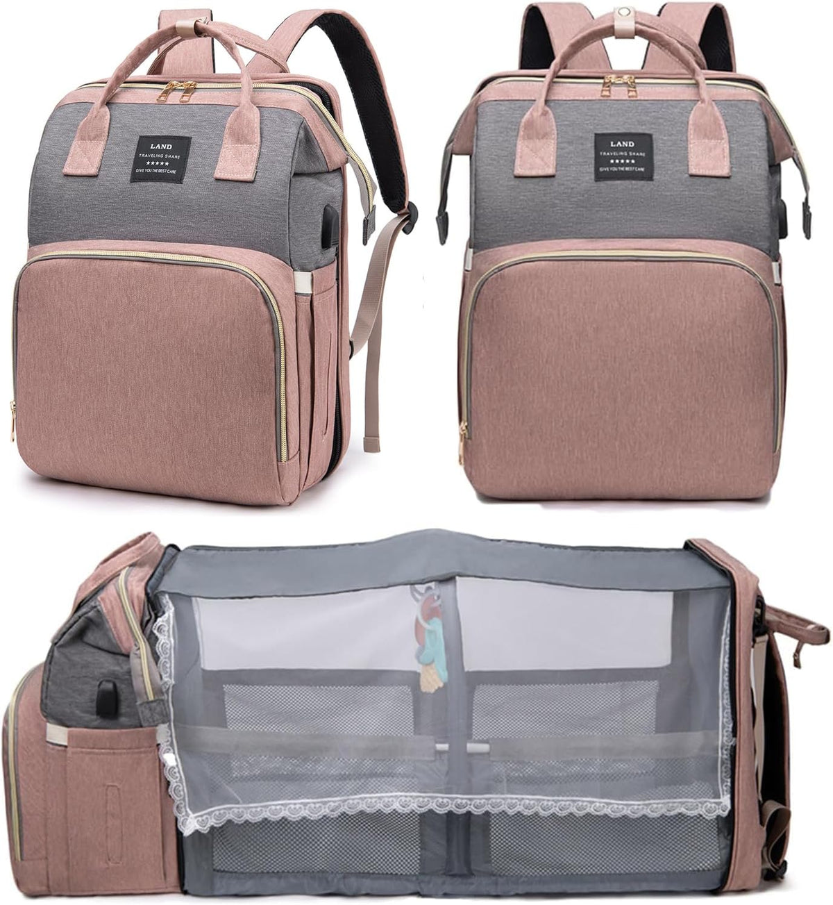 Diaper Bag Backpack with Changing Station: Pink Baby Bags for Girls Boys New Mom Gifts Pañaleras Para Bebe Baby Girl Newborn Essentials Must Haves Baby Shower Gifts Baby Registry