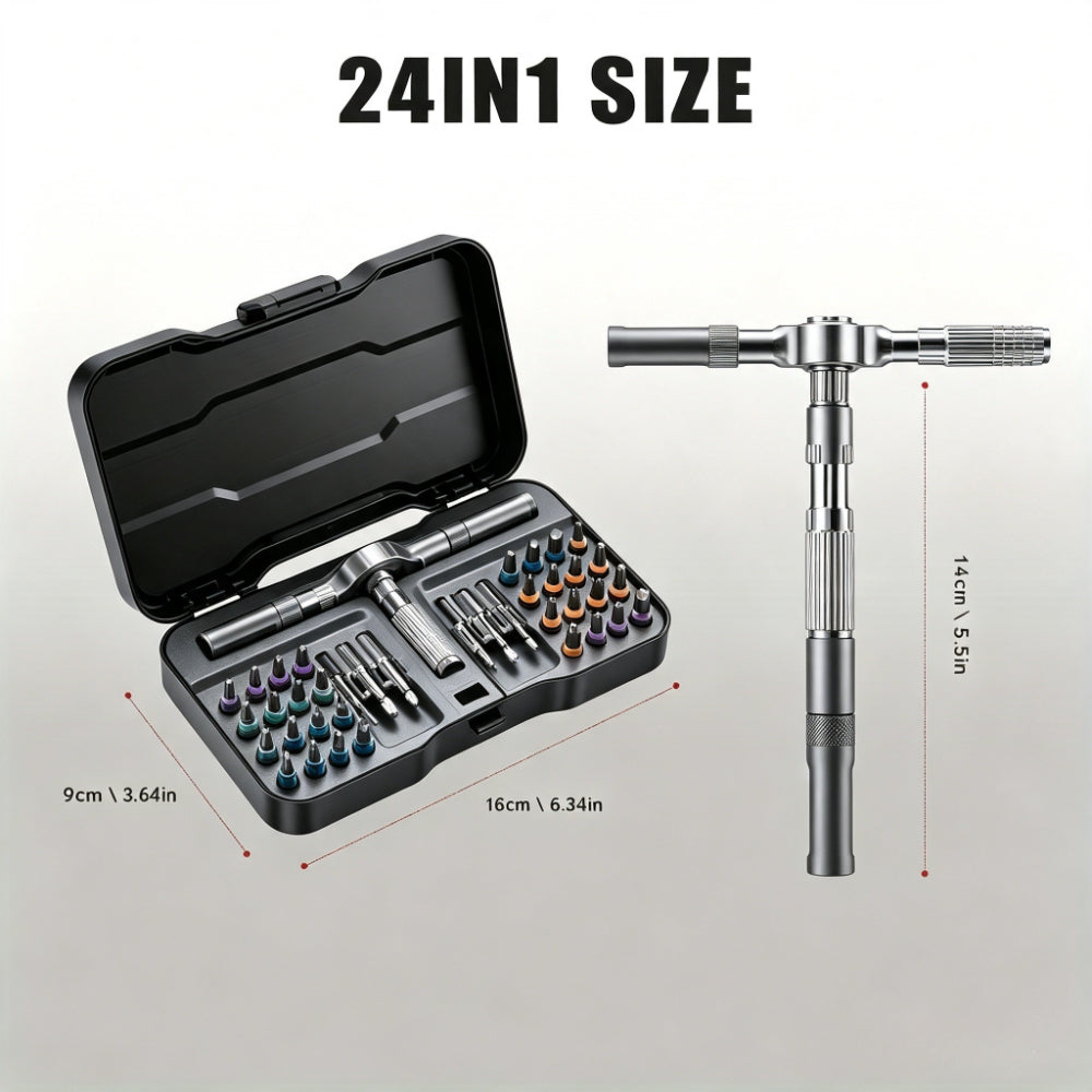 24-in-1 multi-function ratchet set, a versatile DIY repair tool kit, is an ideal choice for households, repair shops and other scenarios, covering a wide range of daily repair tasks.
