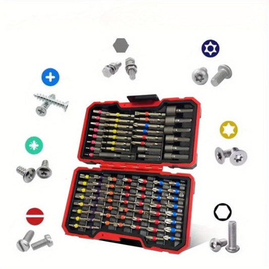 83 Rainbow Magic Box Electric Screwdriver Bit Kit - Compatible with Hexagonal, Cross, and Manual Drills - Durable Hard Alloy Material, Suitable for Precise Operations in Narrow Spaces