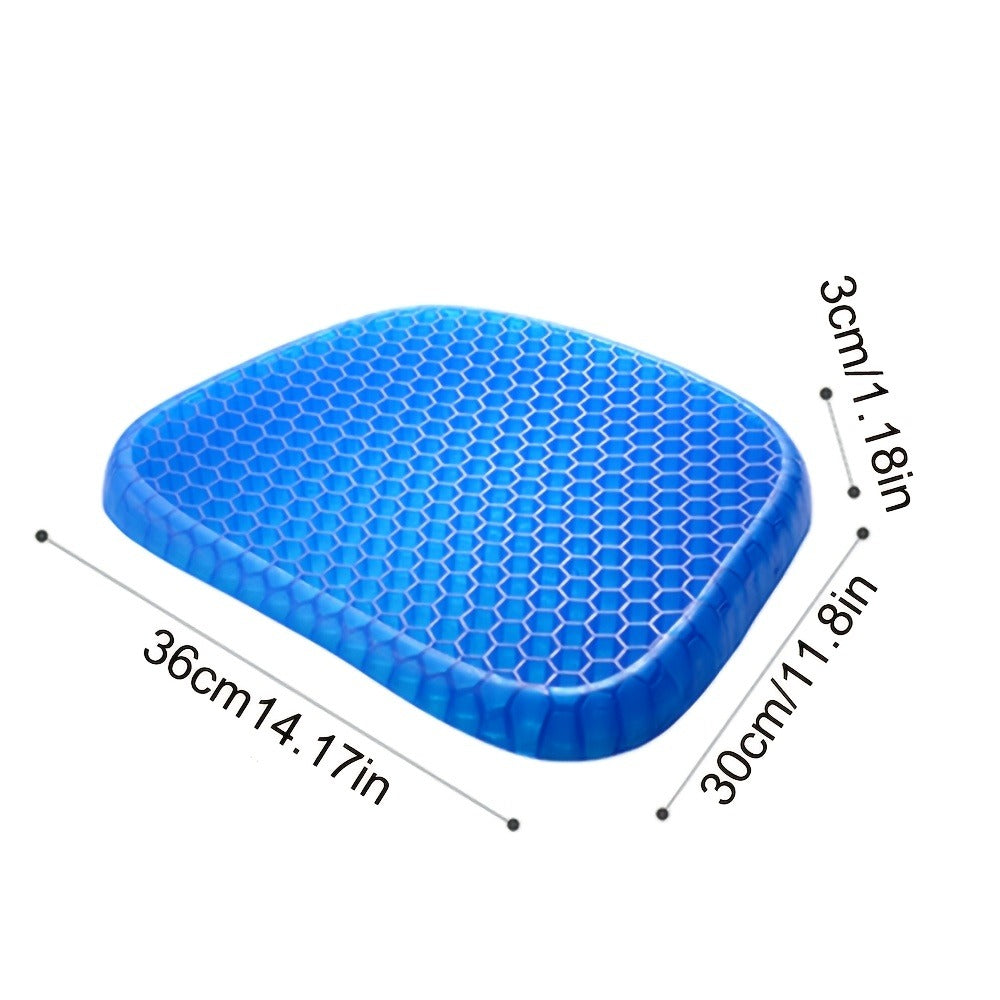 Gel Seat Cushion for Office Chair, 2Pcs Honeycomb Cushion Pad Breathable Pressure Relief, Blue TPE Gel, for Desk Chair Car Seat Wheelchair Long Sitting