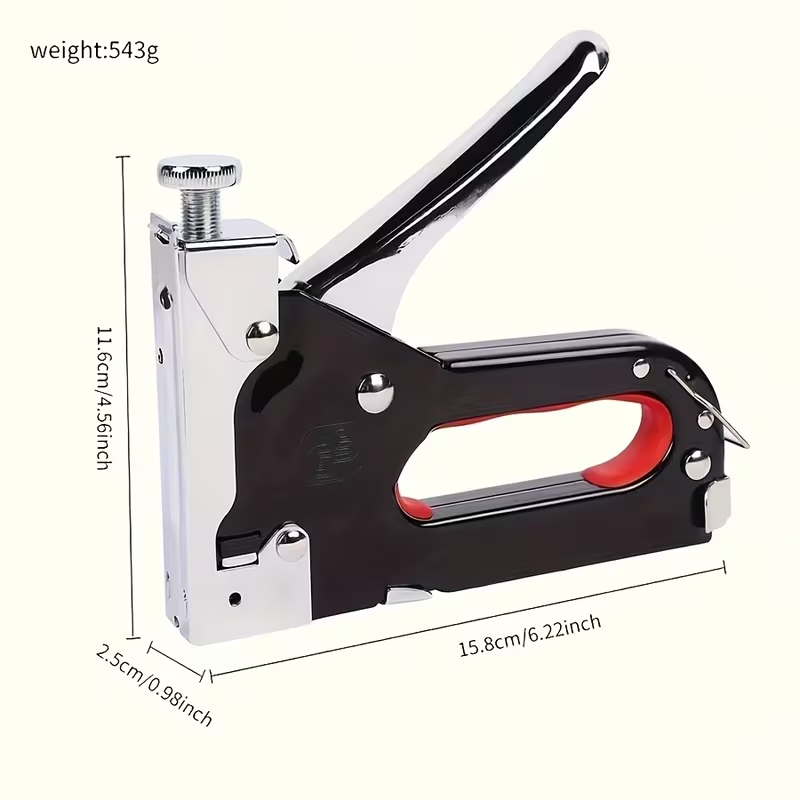 4-in-1 Adjustable Staple Gun,Manual Nailer with 800 Counts Staples,Upholstery Stapler Nail Gun for Fixing Material,Decoration,Carpentry,Furniture,Doors and Windows