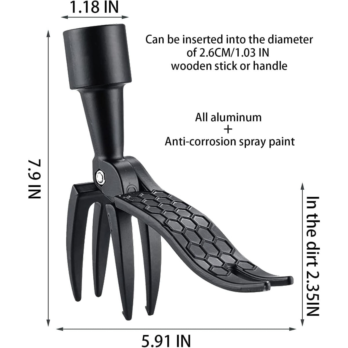 Weed Puller, Heavy Duty 4 Claw Aluminum Weed Remover Tool Head with Steel Root Remover, Manual Garden Weeding Tool Replacement Head Without Handle for Lawn, Yard, Garden