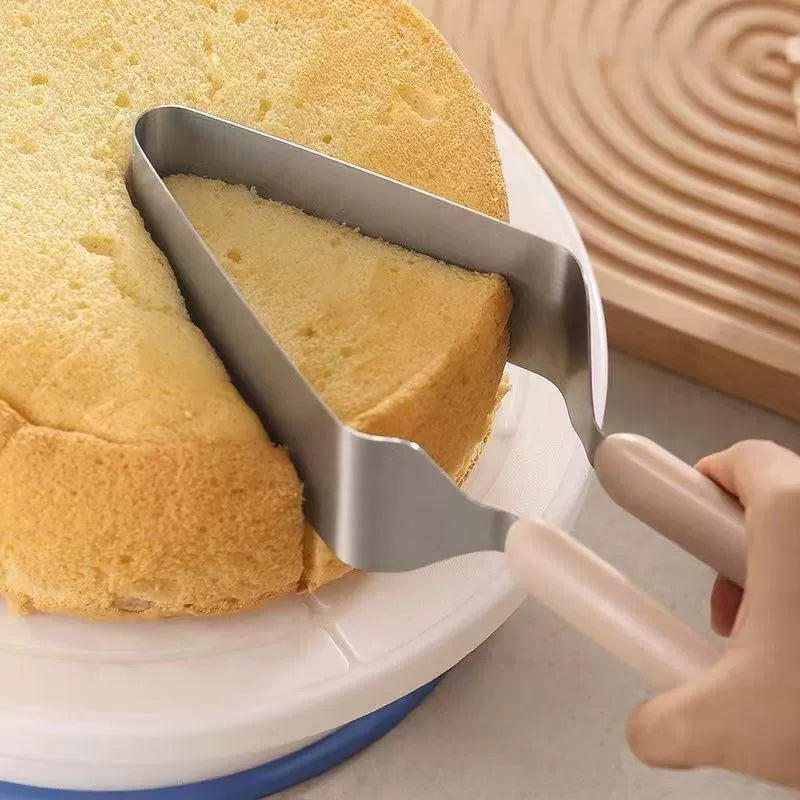 1 Stainless Steel Cake Cutter - Triangle Cake Transfer Tool, Durable Baking Tool, Suitable for Home Use, Perfect for Valentine's Day, Weddings, Birthday Parties, and Cake Cutting