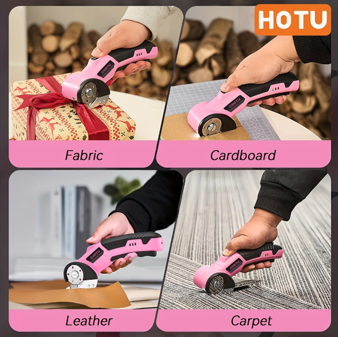 electric box cutter, Rechargeable Cardboard Box Cutter, 4.2V Powerful Fabric Scissors with 2 Safety Blades & Storage Bag