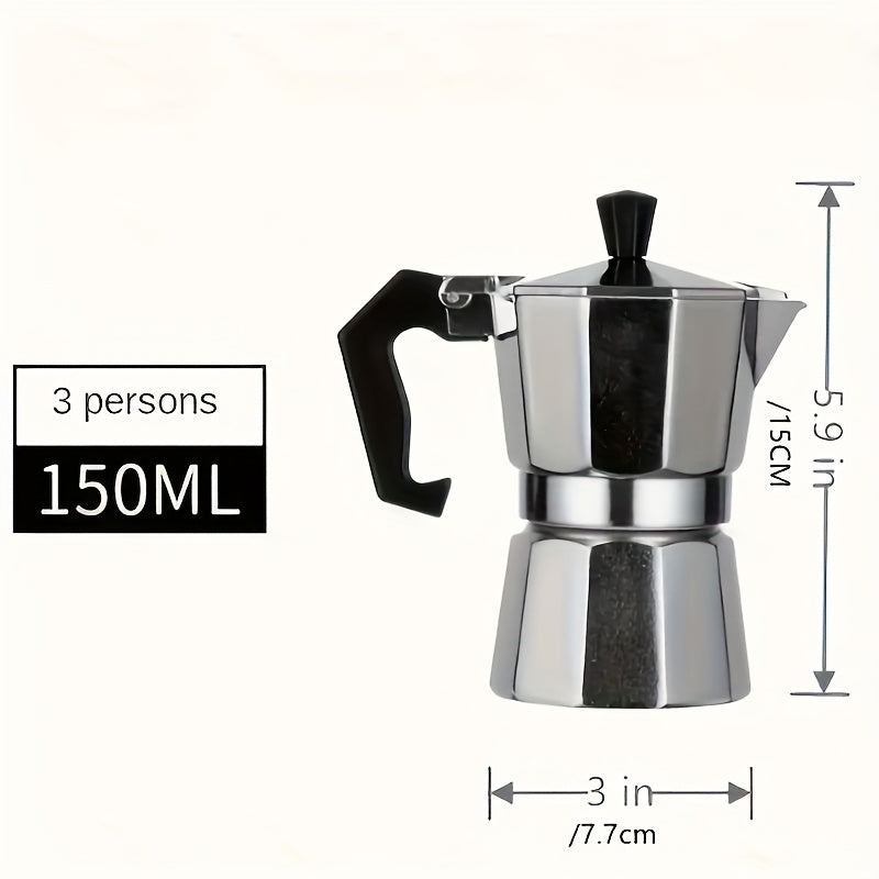 Classic Aluminum Mocha Pot - Italian Coffee Machine With Copper Valve, Compact 8-Side Design, Suitable For Home, Office, And Outdoor Use - Professional Coffee Machine