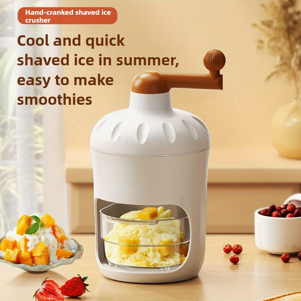 Manual ice shaver with stainless steel blades, allows you to vigorously make ice cream, shaved ice, and fruit smoothies, suitable for home use, an essential tool for shaved ice in the hot summer.