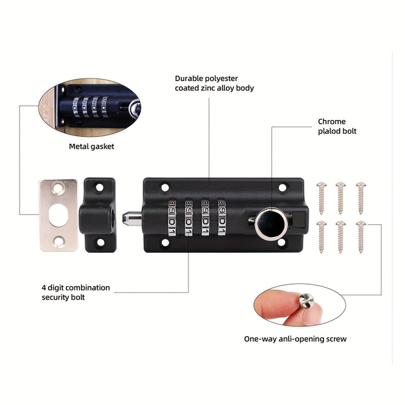 Sliding keyless combination lock with protective coating, suitable for pool gates and fences, shed doors, and cabinets (black)