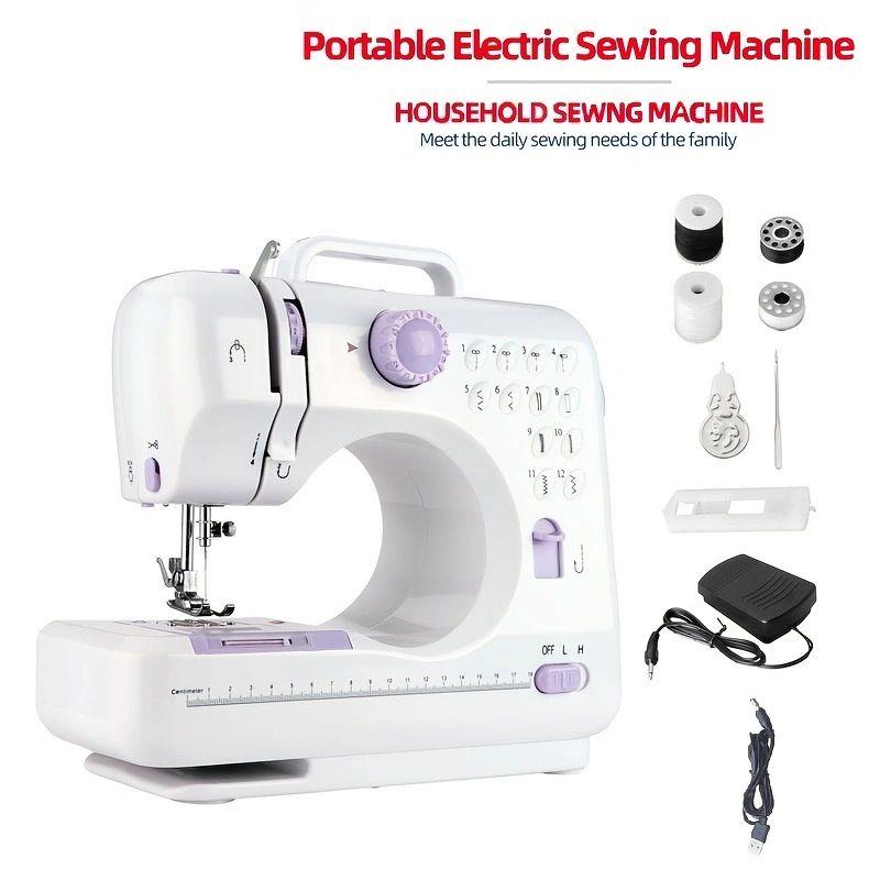 Sewing Machine Portable mini Electric Sewing Machine for beginners 12 Built-in Stitches 2 Speed with Foot Pedal,Light, Storage Drawer.