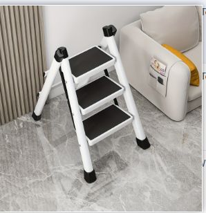 Folding Step Ladder - Portable Multi-Functional A-Frame Design, Three-Step Lightweight Carbon Steel Ladder Stool with Non-Slip Wide Steps, Perfect for Home, Kitchen, and Office Use, Compact Indoor Thickened Flower Rack.