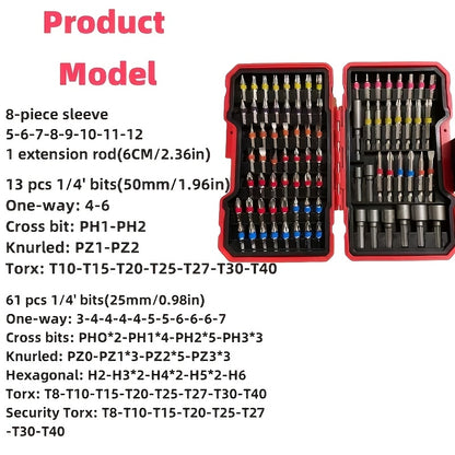 83 Rainbow Magic Box Electric Screwdriver Bit Kit - Compatible with Hexagonal, Cross, and Manual Drills - Durable Hard Alloy Material, Suitable for Precise Operations in Narrow Spaces