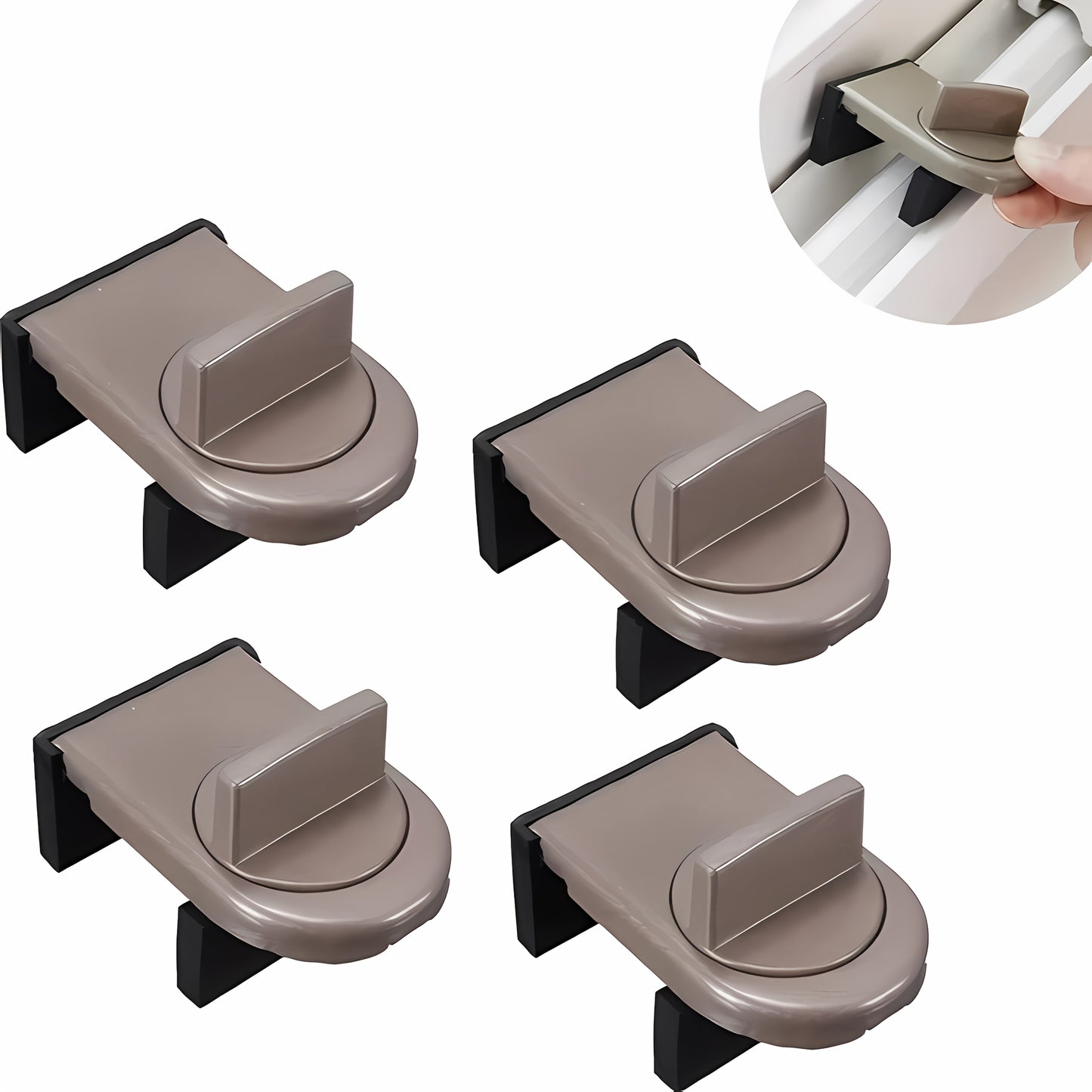 Window Locks,4 Pack Sliding Window Locks with Horizontal Sliding Windows Doors,Easv to Install,Adjustable Security Window Lock for Patio Bedroom Home and Office
