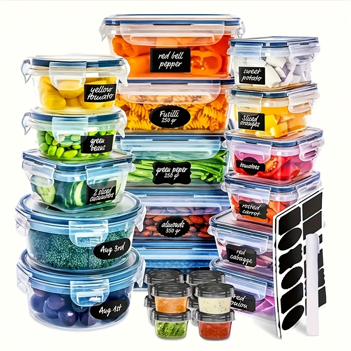 24-Piece Food Storage Container Set, Leak-Proof Bento Lunch Box, Microwave & Dishwasher Safe, Meal Prep, Fridge Organizer, Kitchen Organization Essentials