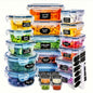 24-Piece Food Storage Container Set, Leak-Proof Bento Lunch Box, Microwave & Dishwasher Safe, Meal Prep, Fridge Organizer, Kitchen Organization Essentials