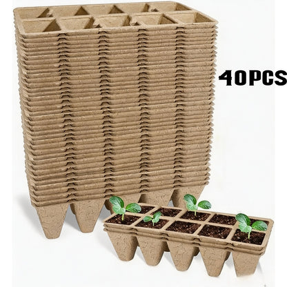 10 Pack Seedling Starter Trays - 120 Cells,Biodegradable Seed Starter Trays for Seedlings,Eco-Friendly Peat Pots