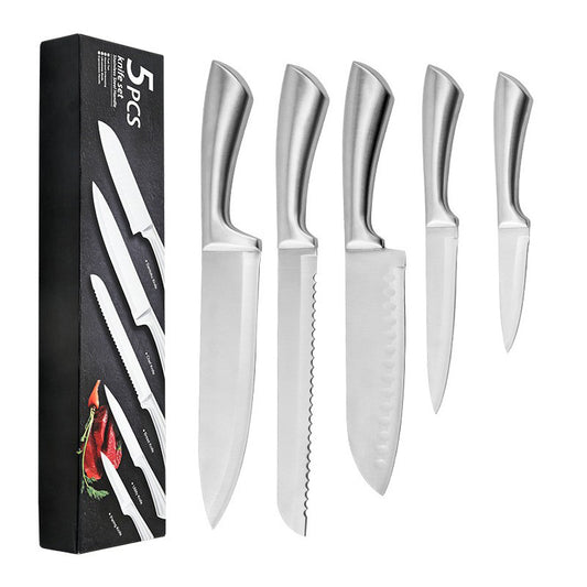 5-Piece Stainless Steel Kitchen Knife Set | Professional Chef and Home Utility Knives - Fruit Knife, Japanese Knife, Bread Knife, Multipurpose & Chef Knife | Ideal Gift Choice for Home Chefs and Culinary Professionals, Christmas gift
