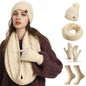 Warm Winter Knitted Set: Long Scarf, Beanie Hat, Touchscreen Gloves & Socks - Versatile 4-Piece Ensemble with Cozy Wool Lining for Men and Women- 4 Piece Bundle