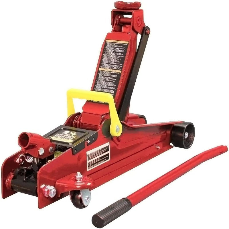 Hydraulic Trolley Service Lift Jack/Portable Floor Jack with Special Slow Release and Blow Mold Carrying Storage Case : 2 Ton (4, 000 lb) Capacity, Red.