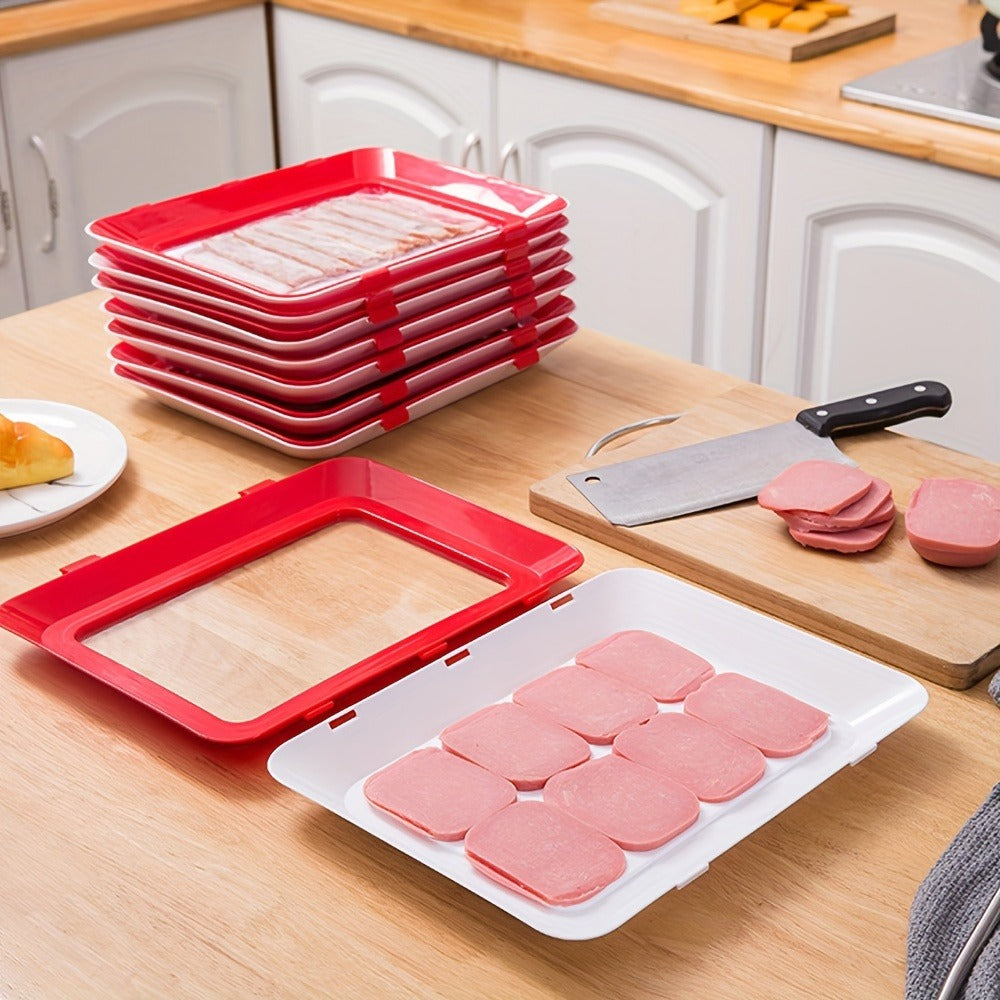 Food Plastic Preservation Tray, Stackable Food Tray Reusable Creative fresh tray storage for Food Preservation