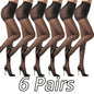Sheer Tights for Women, 6 Pairs High Waist Control Top Pantyhose Soft Elastic Stretch (Fits 90-120lbs / 40-60kg), Black & Nude Nylon Blend, for Office Work Wear Dress Party Ladies
