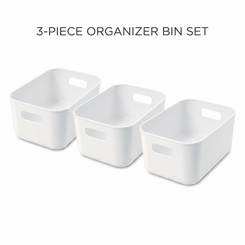 Storage Bins Set 3/6/9PCS, Multi-Purpose Plastic Organizer Bins with Handles, Stackable Kitchen Pantry Storage Baskets for Refrigerator, Cabinets, Bathroom and Home Organization