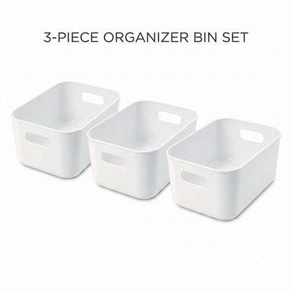 Storage Bins Set 3/6/9PCS, Multi-Purpose Plastic Organizer Bins with Handles, Stackable Kitchen Pantry Storage Baskets for Refrigerator, Cabinets, Bathroom and Home Organization