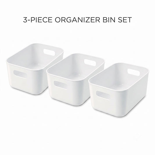Storage Bins Set 3/6/9PCS, Multi-Purpose Plastic Organizer Bins with Handles, Stackable Kitchen Pantry Storage Baskets for Refrigerator, Cabinets, Bathroom and Home Organization