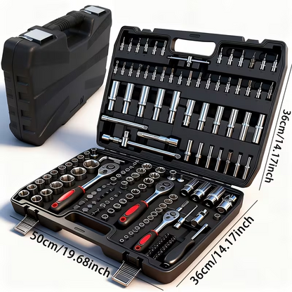 46PCS 1/4 Inches Ratchet Socket Wrench Set, Metric Socket Ratchet Wrenches Set, Ratcheting Wrench Tool Sets for Men, Premium Small Car Tool Kit for Automotive, Household Maintenance and Repairs